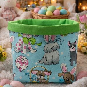 Dog & Bunny Print Easter Egg Hunt Basket